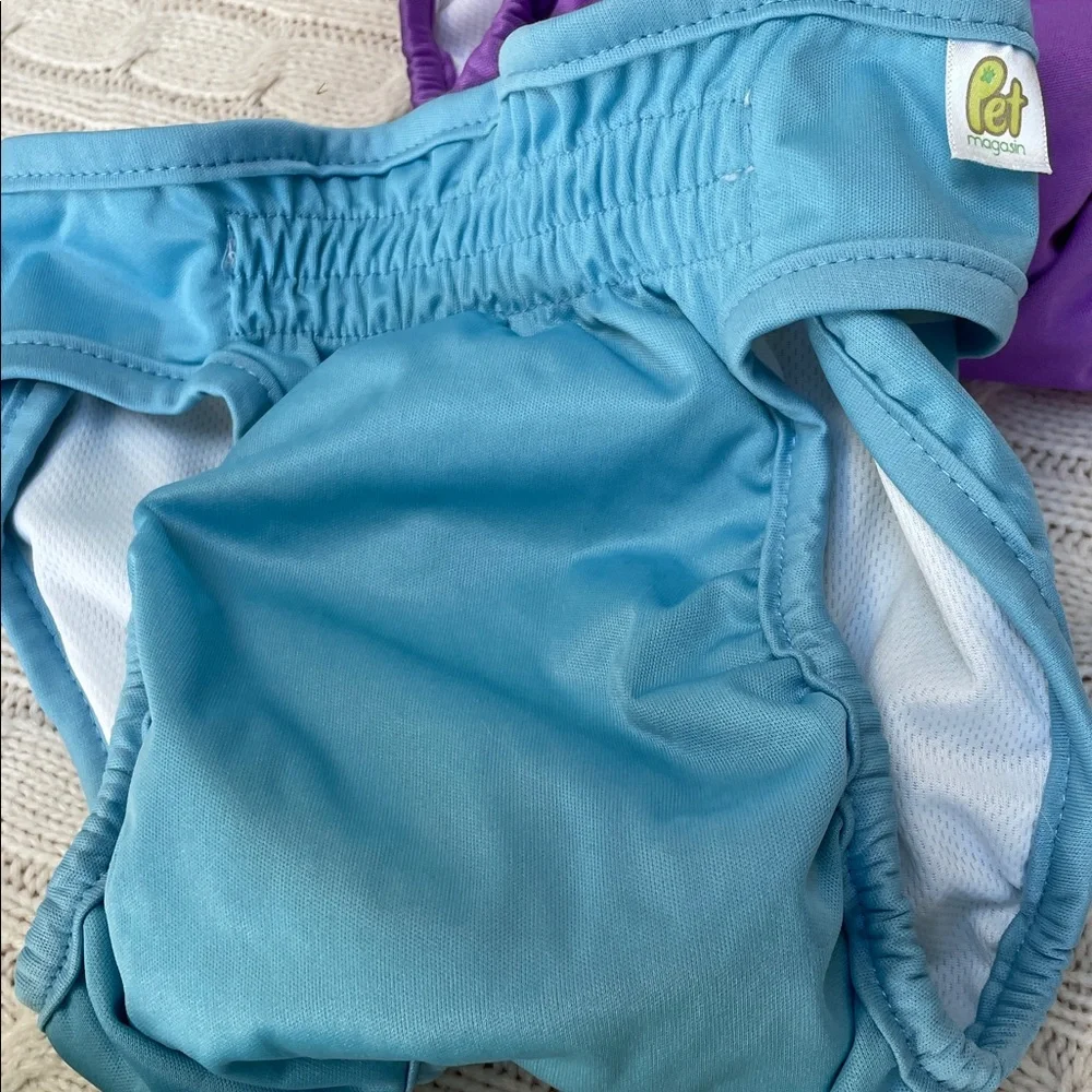 Pet Magasin Dog Cloth Diaper Set of 3 like new Hook & loop waist band adjustable